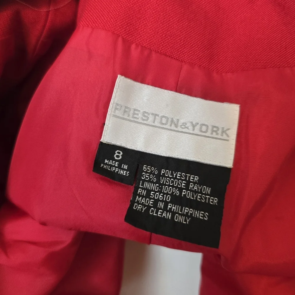 Preston & York Vintage | 8 | Vintage Red & White Long Blazer - Picture 12 of 16